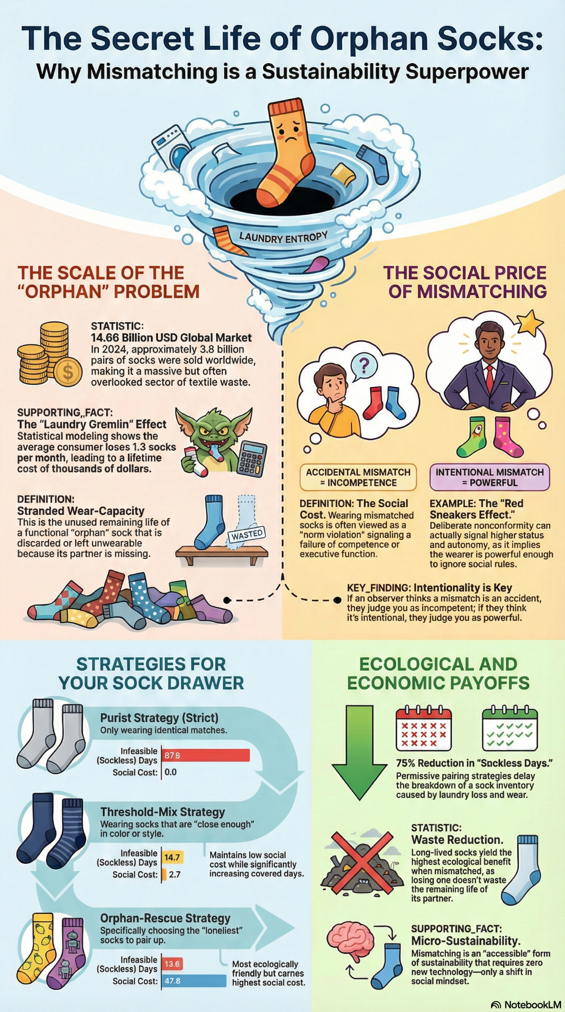 Infographic explaining orphan socks, mismatch penalties, and sustainable replacement decisions