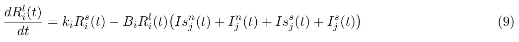 dRl i(t) dt = kiRs i (t) −BiRl i(t) Isn j (t) + In j (t) + Iss j(t) + Is j (t) (9)