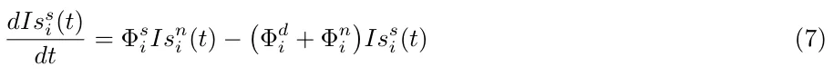 dIss i(t) dt = Φs iIsn i (t) − Φd i + Φn i Iss i(t) (7)