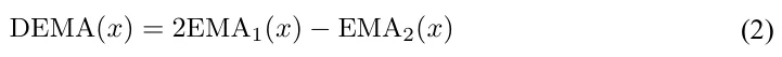 DEMA(x) = 2EMA1(x) −EMA2(x) (2)