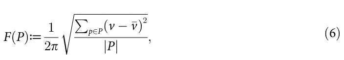 F(P)≔1 2π ∑ p∈P(v − v) 2 |P| ; (6)