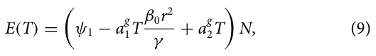 E(T) = ψ1 −a g 1Tβ0r2 γ + a g 2T N, (9)