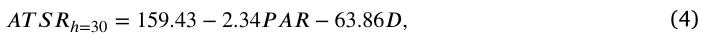 𝐴𝑇 𝑆𝑅ℎ=30 = 159.43 −2.34𝑃 𝐴𝑅−63.86𝐷, (4)