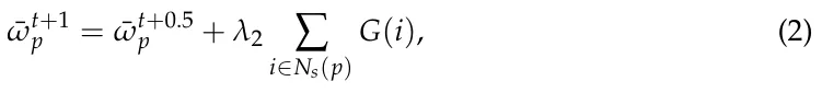 ¯ωt+1 p = ¯ωt+0.5 p + λ2 ∑ i∈Ns(p) G(i), (2)