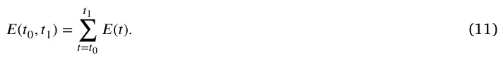 𝐸(𝑡0, 𝑡1) = 𝑡1 ∑ 𝑡=𝑡0 𝐸(𝑡). (11)