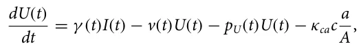 dU(t) dt = γ (t)I(t) −v(t)U(t) −pU(t)U(t) −κcac a A,