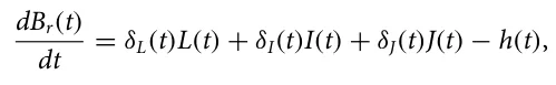 dBr(t) dt = δL(t)L(t) + δI(t)I(t) + δJ(t)J(t) −h(t),