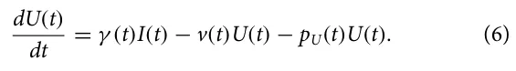 dU(t) dt = γ (t)I(t) −v(t)U(t) −pU(t)U(t). (6)
