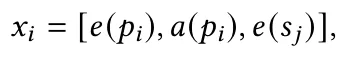 𝑥𝑖= [𝑒(𝑝𝑖),𝑎(𝑝𝑖),𝑒(𝑠𝑗)],
