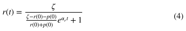 (4) r(t) = 휁 휁−r(0)−p(0) r(0)+p(0) e훼rt + 1