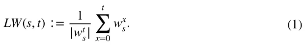 (1) LW(s, t) ∶= 1 |wt s| t∑ x=0 wx s.