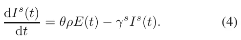 dIs(t) dt = θρE(t) −γsIs(t). (4)