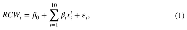 (1) RCWt = 훽0 + 10 ∑ i=1 훽ixt i + 휀t,