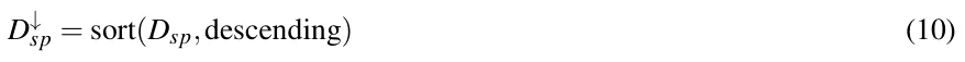 D↓ sp = sort(Dsp,descending) (10)