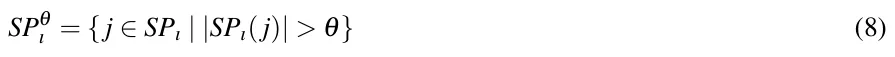 SPθ ı = {j ∈SPı | |SPı(j)| > θ} (8)