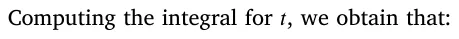 Computing the integral for 𝑡, we obtain that: