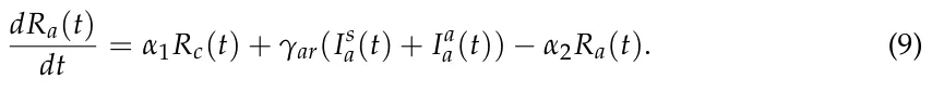 dRa(t) dt = α1Rc(t) + γar(Is a(t) + Ia a(t)) −α2Ra(t). (9)