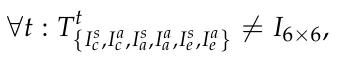 ∀t : Tt {Isc,Iac ,Isa,Iaa,Ise,Iae }/ = I6×6,