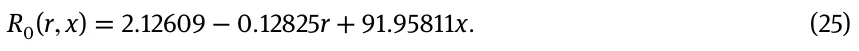 R0(r, x) = 2.12609 −0.12825r + 91.95811x. (25)
