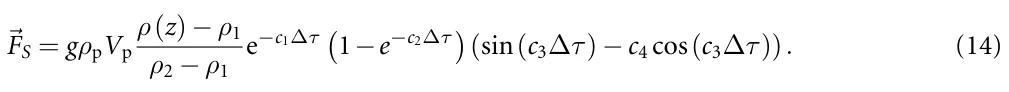 FS = gρpVp ρ(z) −ρ1 ρ2 −ρ1 e−c1∆τ 1−e−c2∆τ (sin(c3∆τ) −c4 cos(c3∆τ)). (14)