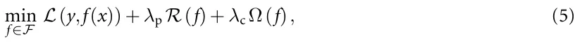 min f∈F L(y,f(x)) + λp R(f) + λc Ω(f), (5)