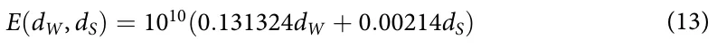 E(dW, dS) = 1010(0.131324dW + 0.00214dS) (13)