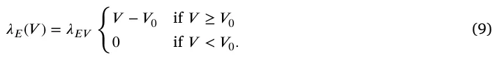 𝜆𝐸(𝑉) = 𝜆𝐸 𝑉 𝑉−𝑉0 if 𝑉≥𝑉0 0 if 𝑉 < 𝑉0. (9)