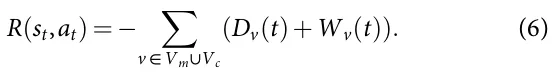R st,at ( ) = − v ∈Vm∪Vc Dv t( )+Wv t( ) ( ). (6)