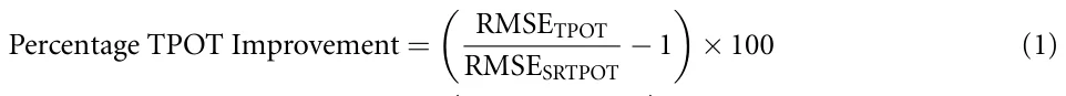 Percentage TPOT Improvement = ( RMSETPOT RMSESRTPOT −1 × 100 (1)